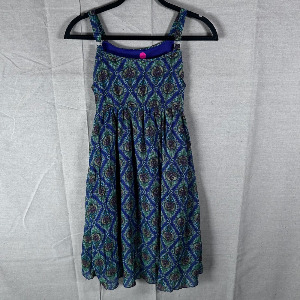 D-Signed Disney Girls Blue Purple Green Medallion Print Sleeveless Dress Size‎ M